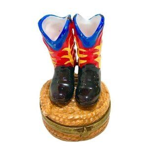 Cowboy Boots Trinket Box 2-1/2" Porcelain Midwest Of Cannon Falls